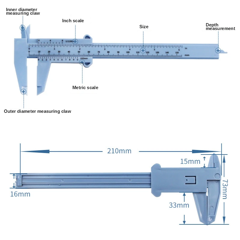 Strumento da 150/130 Mm calibro a corsoio per la lavorazione del legno micrometro per la lavorazione dei metalli manometri per modelli idraulici strumento di misurazione del diametro della profondità di apertura