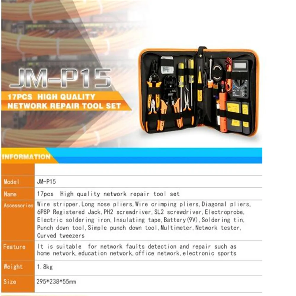 Portable LAN Network Repair Tool Kit RJ45 RJ11 RJ12 Cable Tester Repair Set Professional Network Tool Kit Dropshipping