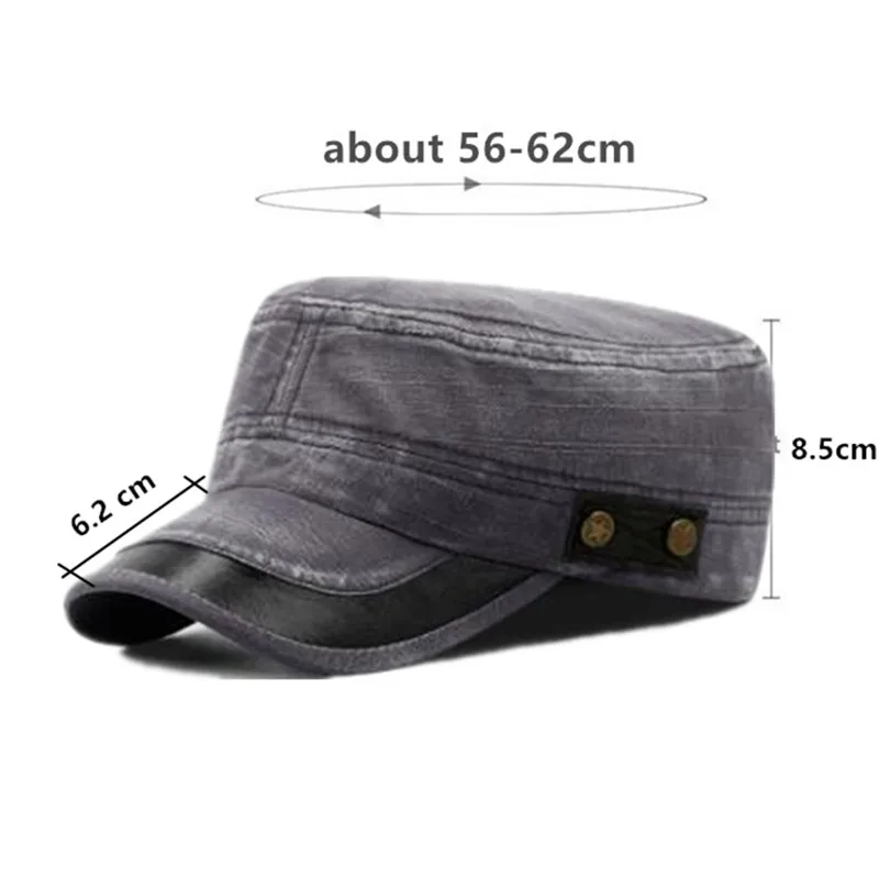 Flat Caps For Men Washed Denim Embroidery Military Hats Tongue Cap Adjustable Size Men\'s Brand Sports Cap Camping Fishing Hat