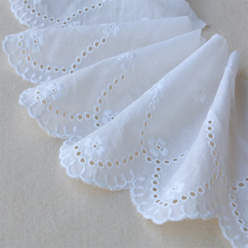 1yard 16cm white 100% cotton embroidery lace french lace ribbon fabric guipure diy trims warp knitting sewing Accessories