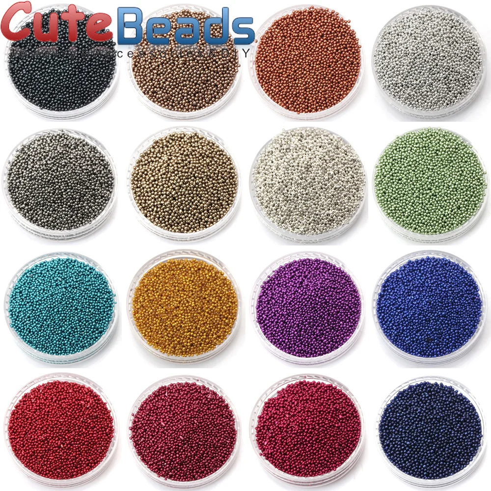 0.6-0.8MM 20G/lot Micro Ball Crystal Nail Art Metal color Caviar Nonporous Beads Glass DIY Decorations