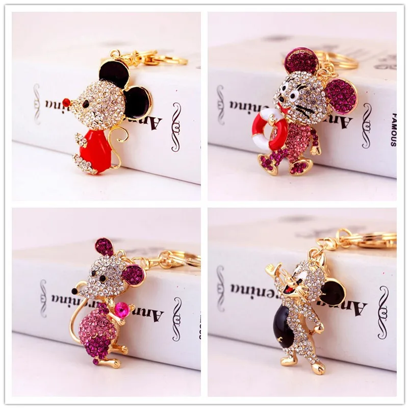 Year of the Rat Gift Cute Zodiac Mouse Car Keychain Animal Metal Pendant Key Ring Pendants