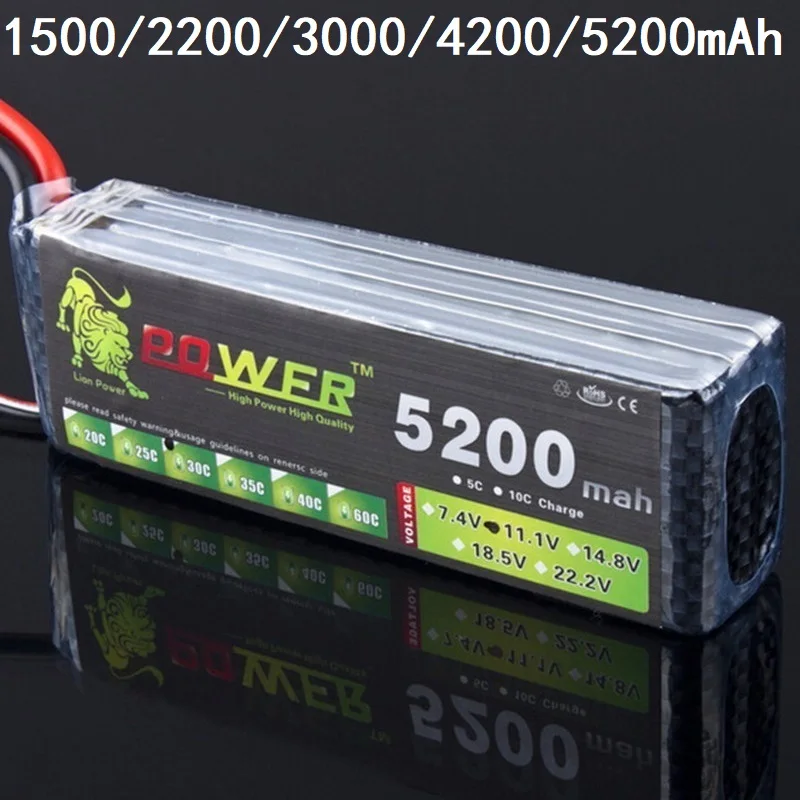 LION POWER 1500mAh 2200mah 2800mah 3300mah 4200mah 5200mah 11.1v lipo battery For RC toy Car Airplane Helicopter Boat 3s battery