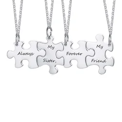 Personalized Puzzle Necklace Friendship Customized Pendant 2/3/4/5 Pieces Best Friends BFF Stainless Steel Bridesmaid Gift