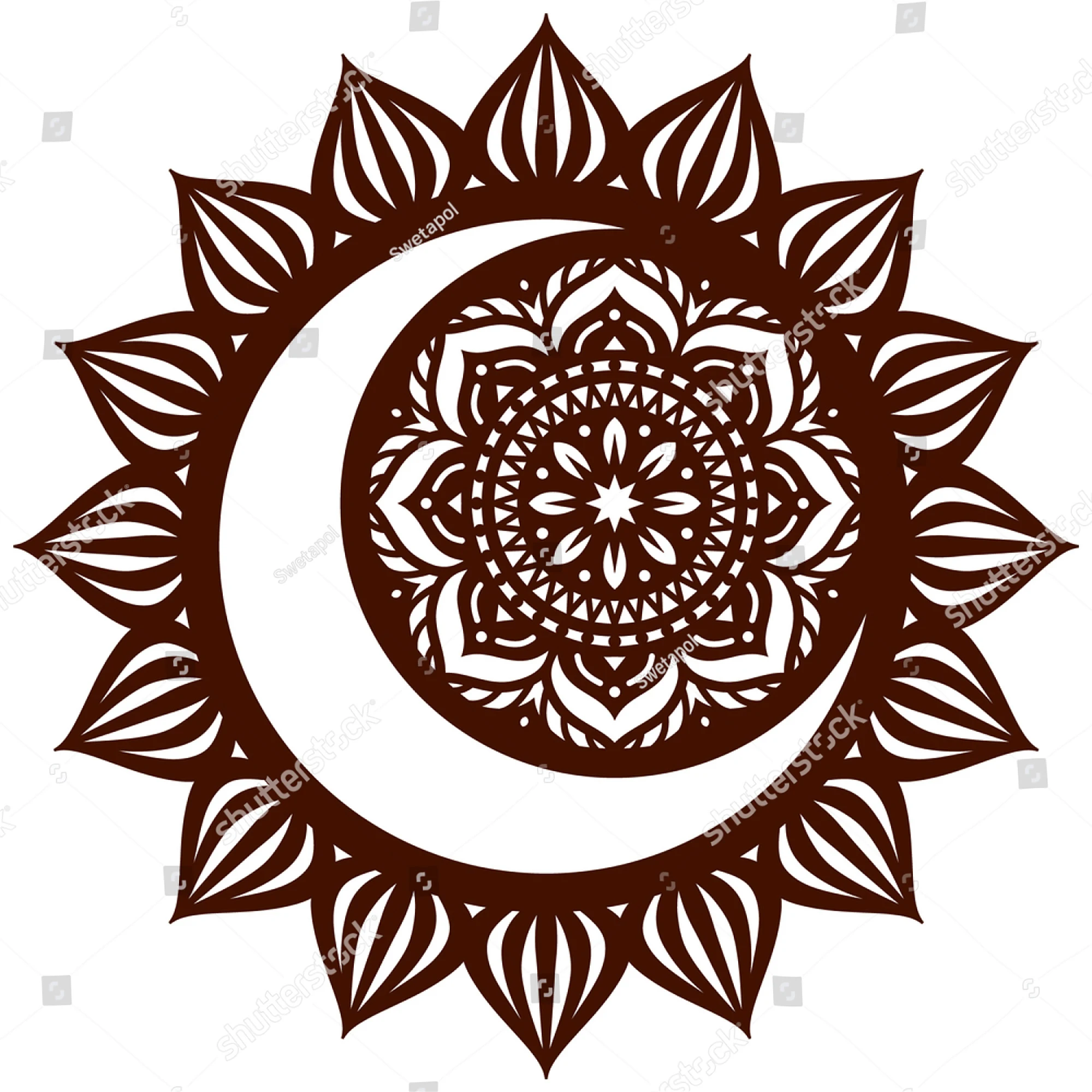 130x130mm Moon and Sun Mandala Metal Cutting Dies Flowers Mandala Mystic Motifs Stencil For DIY Scrapbooking Cards Craft Decor image 2