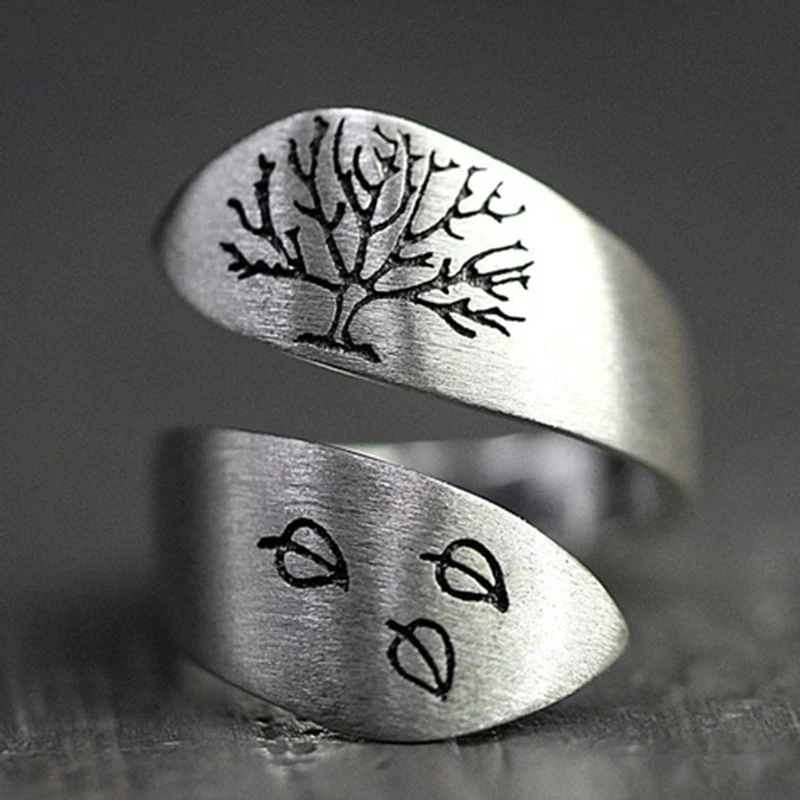 Vintage Open Hand Ring Bohemian Rhapsody Leading Actor Same Style Rings Adjustable Engraving Tree Leaf Rock Roll Jewelry 30M821