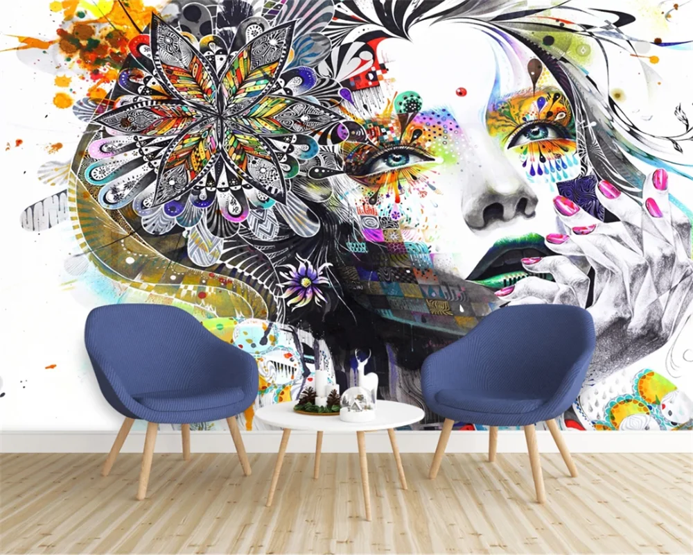 

beibehang Custom modern classic hand drawn sketch personality abstract avatar mural background wallpaper wall papers home decor