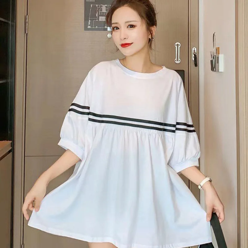 Loose Top Women\'s T-shirt Kpop Woman Clothes T-shirts Blouse Y2k Streetwear Korean Fashion Retro Oversized Blouses 2024 Summer