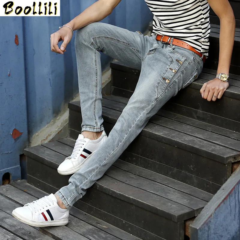 

Spring Preppy Style 2023 Mens Denim Skinny Jeans Solid With Button