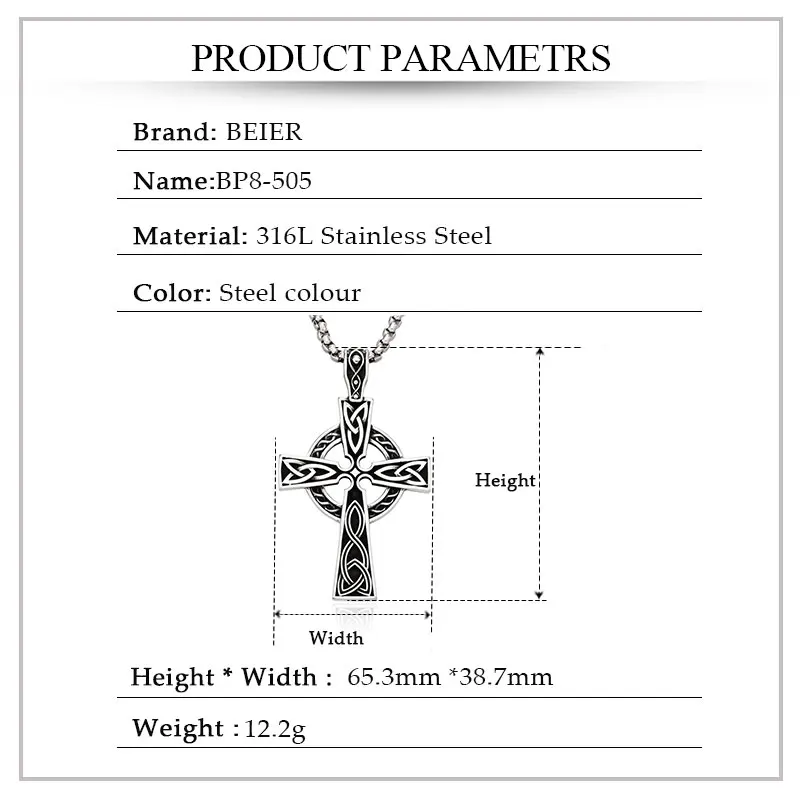 Beier 316L stainless high quality viking Disc Pattern cross pendant necklacet Amulet scandinavian fashion Jewelry BP8-505