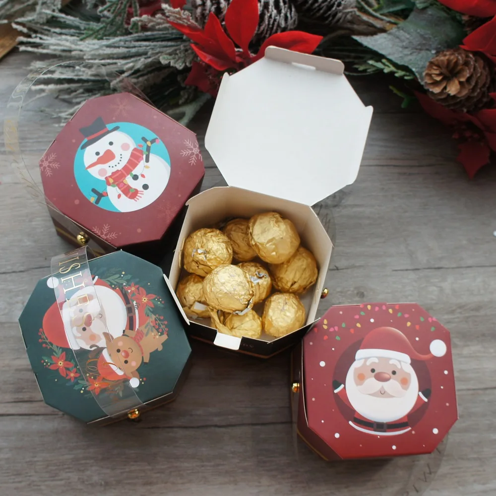 

12pcs Christmas Snowman Santa Candy Paper Box with Handle Soap Candle Cookie Candy Little Gift Packaging Party Favors Decor