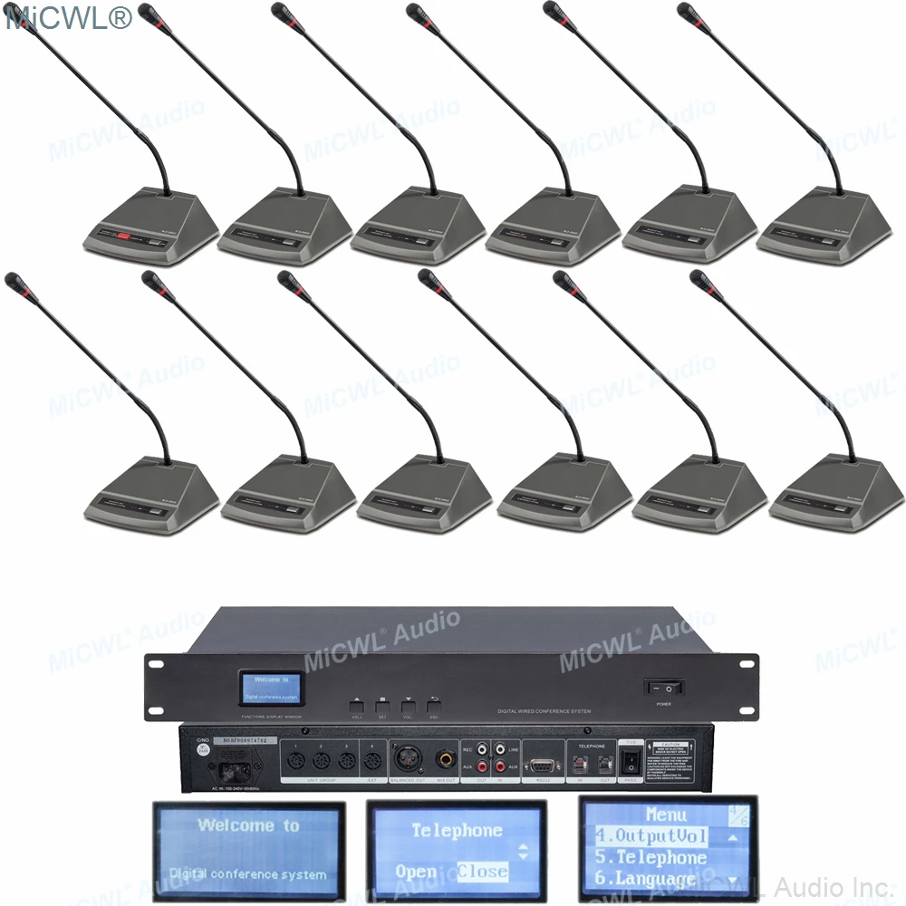 

MiCWL Digital Microphone System Conference Meeting Room LED 48 Table Gooseneck Microphone Telephone function President Delegate