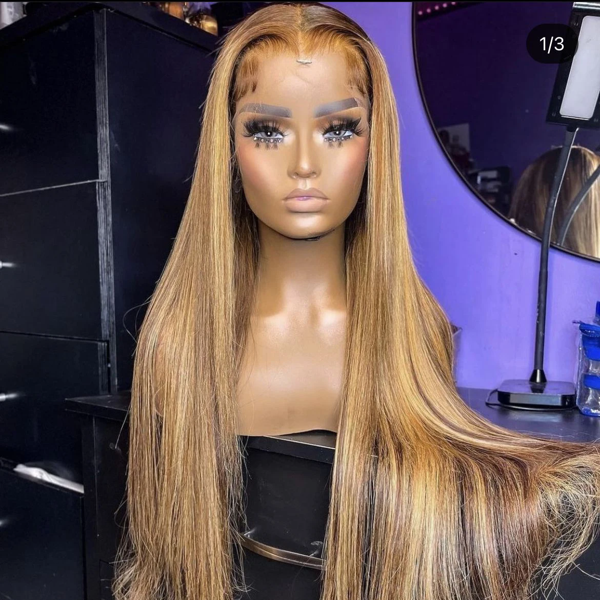 30inches Highlight Wigs Human Hair Straight 13x6/4 Lace Front Wigs Human Hair Lace Wigs Honey Blonde Colored Lace Frontal Wig