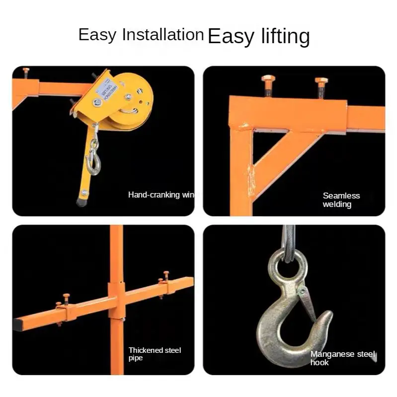 수동 스테인리스 스틸, 외부 설치 리프팅 크레인, 접이식 자동 잠금 수동 윈치 어셈블리 에어컨, 1200 lb