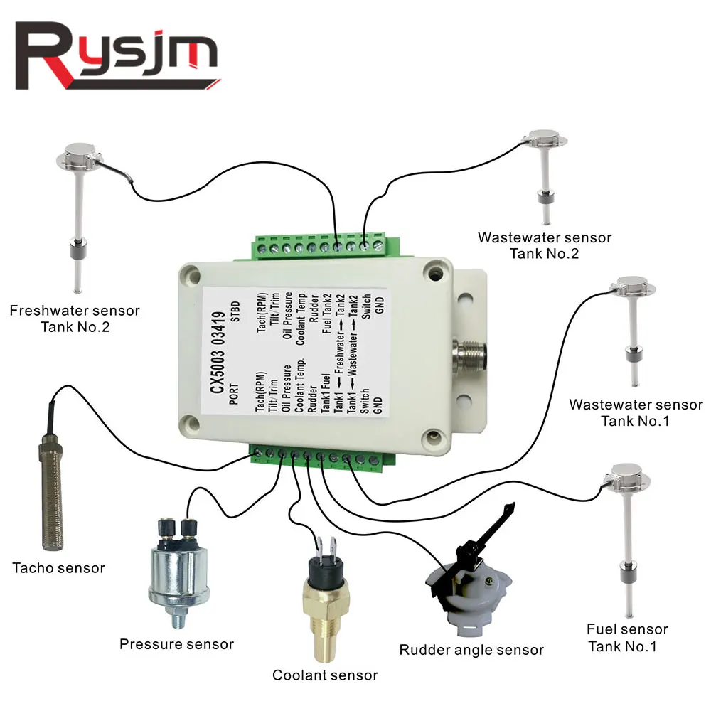 듀얼 채널 NMEA2000 컨버터, 0-190 ohm, CX5003 컨버터 수집 연료 레벨 센서, 수온 오일 압력 센서