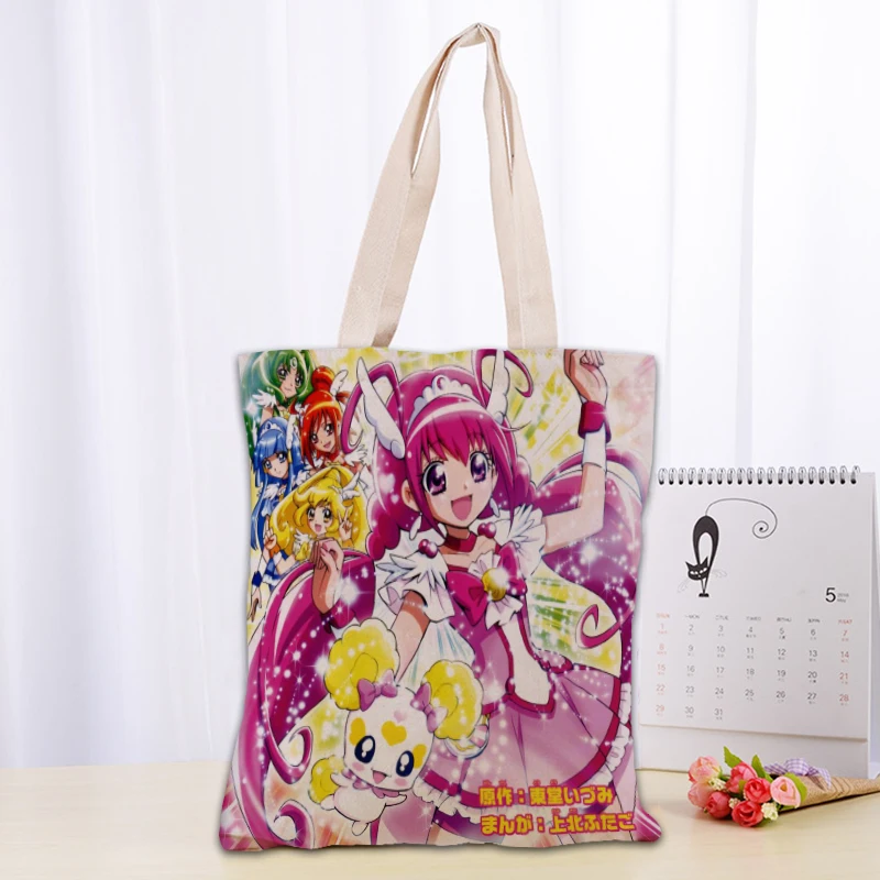 Anime Smile Precure! Tote Bag Women Canvas Fabric Bags Eco Reusable Shopping Bags Traveling Beach Casual Useful Shoulder Bag