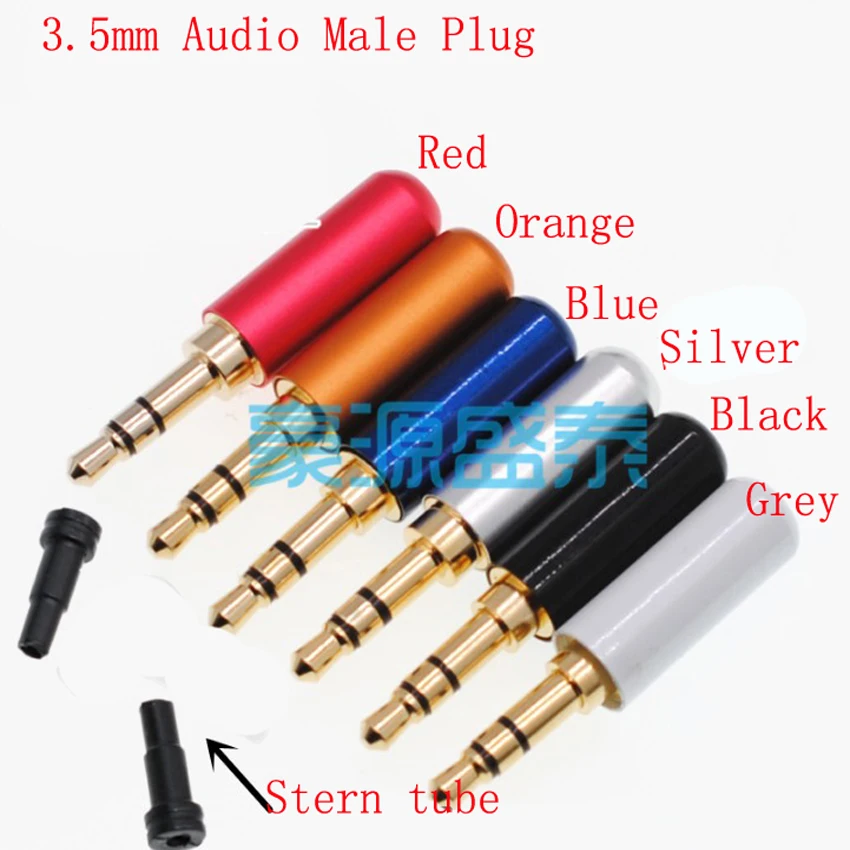 

10PCS/Lot 3 Pole 3.5mm Headphone Audio Male Plug Connector For 4mm Cable Adapter