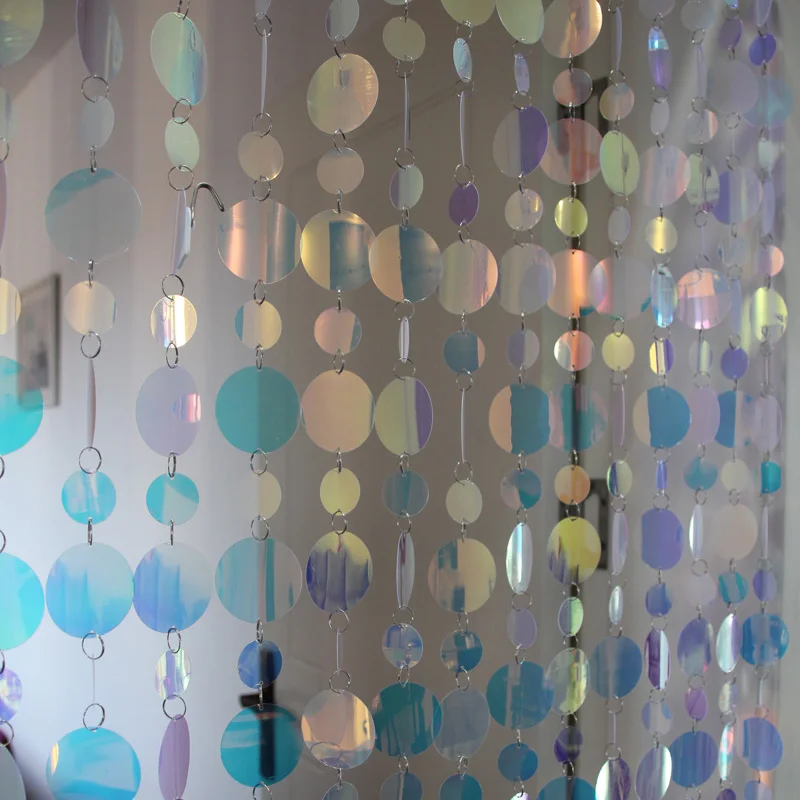 Pink transparent plastic sequin pendant children's room cartoon decorative door curtain DIY indoor living partition ornaments