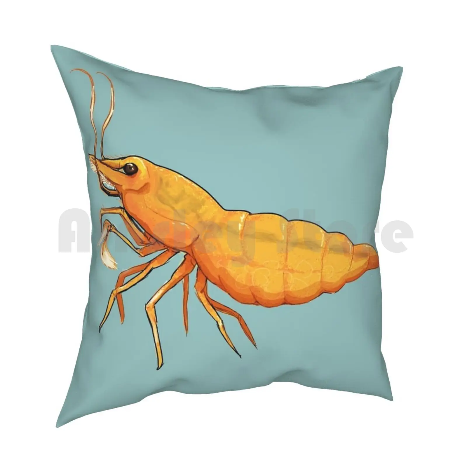 Keep It Shrimpel Pillow Case Printed Home Soft Throw Pillow Shrimp Garnele Unterwasser Underwater Sea Meer Water Crab