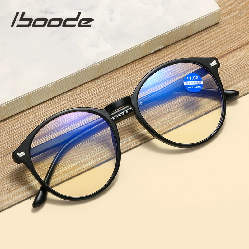 

iboode Ultralight Polygon Reading Glasses For Men Women Anti Fatigue Computer Eyeglasses Black Frame Reading Presbyopia Eyewear