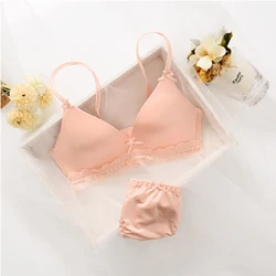 Big Sale Lingerie Pink Sujetador Transparente Panties And Bra Set Underwear Set Women Japanese Fashion Conjunto