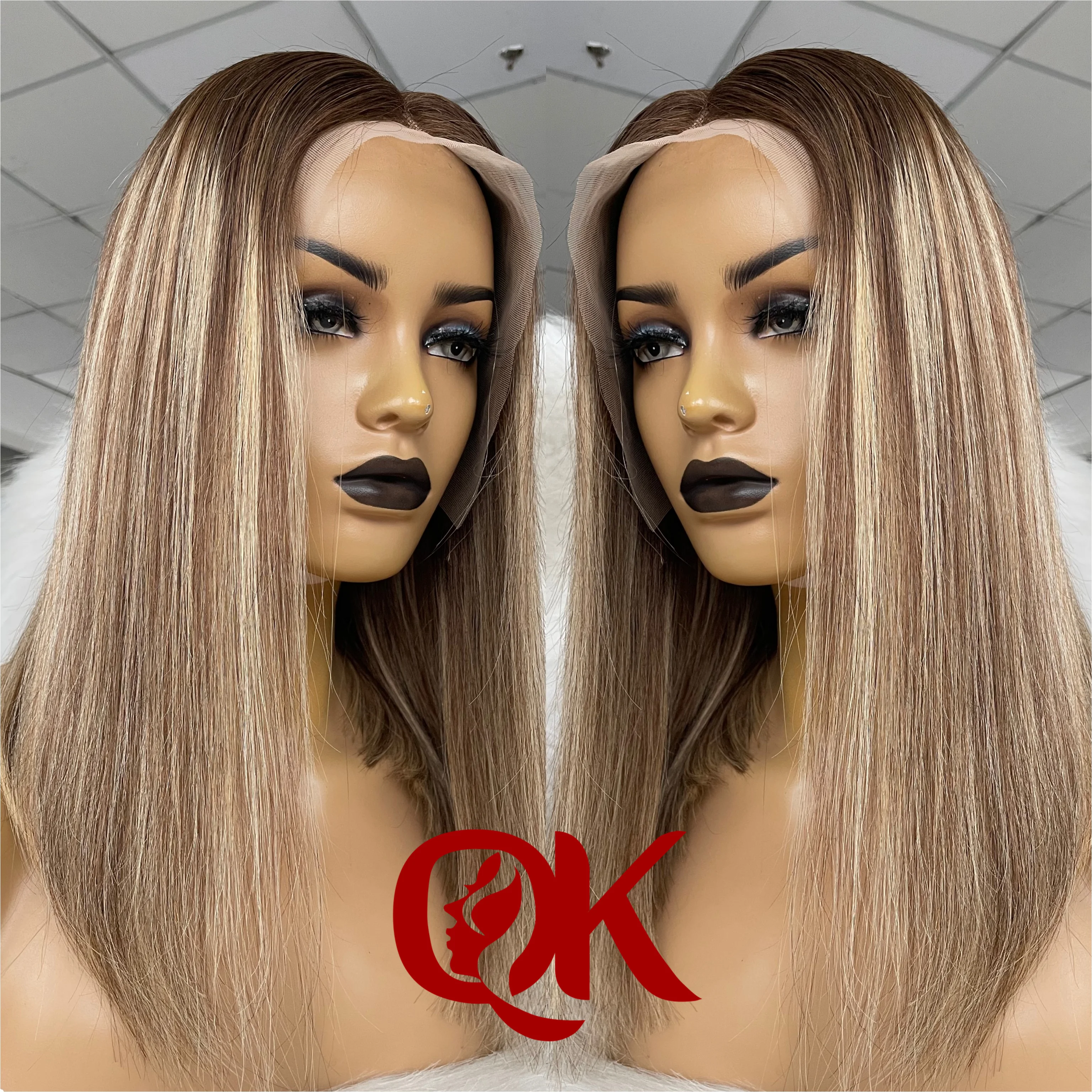 QueenKing hair 13*6 Lace Front Wig 150% Cami Highlight Color Bob Wig Straight Free Part Preplucked Brazilian Human Remy Hair