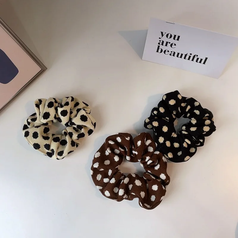 Leopard Fabric Scrunchies Elastic Hair Bands Women Girls Corduroy Dot Zebra Ponytail Holder Hair Ties Fashion Hair Accessories