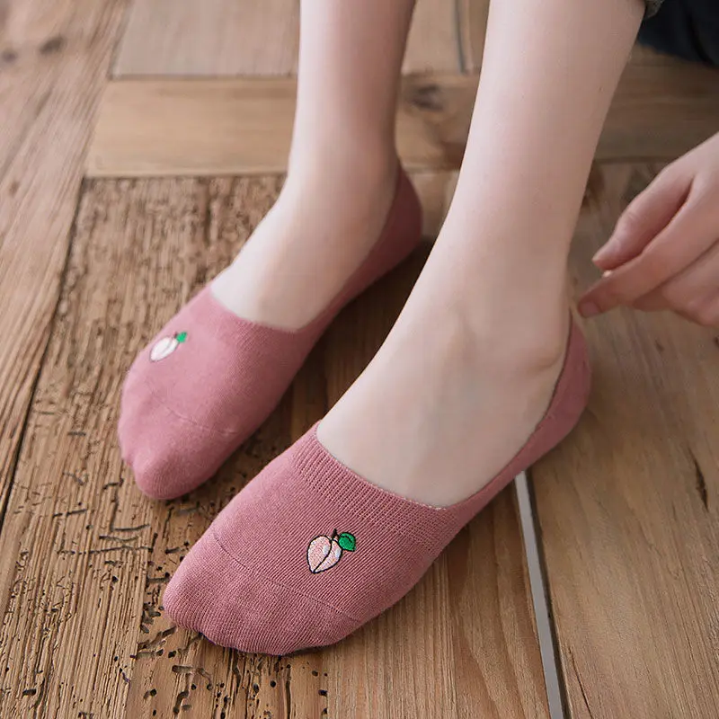 Socks Women Low Cut Ankle Short Fruit Print Summer Thin All-match Girls Sweet Cute Kawaii Japanese Breathable Non-slip Happy Ins