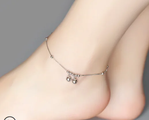 Silver Anklet Female Sterling Silver With Bell Anklet Women's Sound Anklet Jewelry