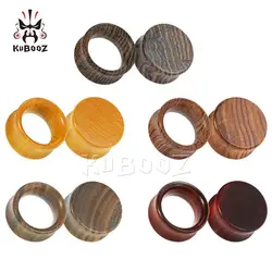 Kubooz Newest Style Design Horn Flat Wood Ear Piercing Plugs Stretchers Earring Tunnels Gagues Body Jewelry Gift