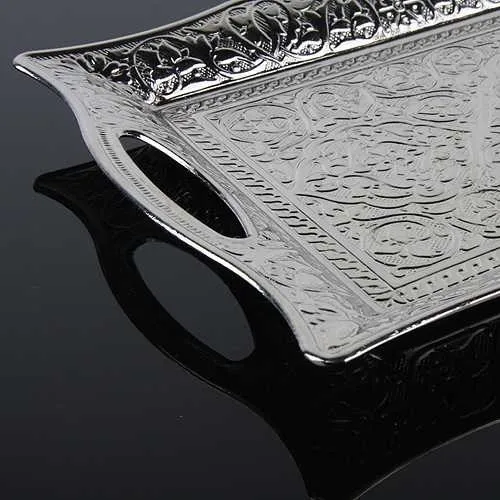 Suitable Ottoman Motif 2 Personality Serving Tray Silver