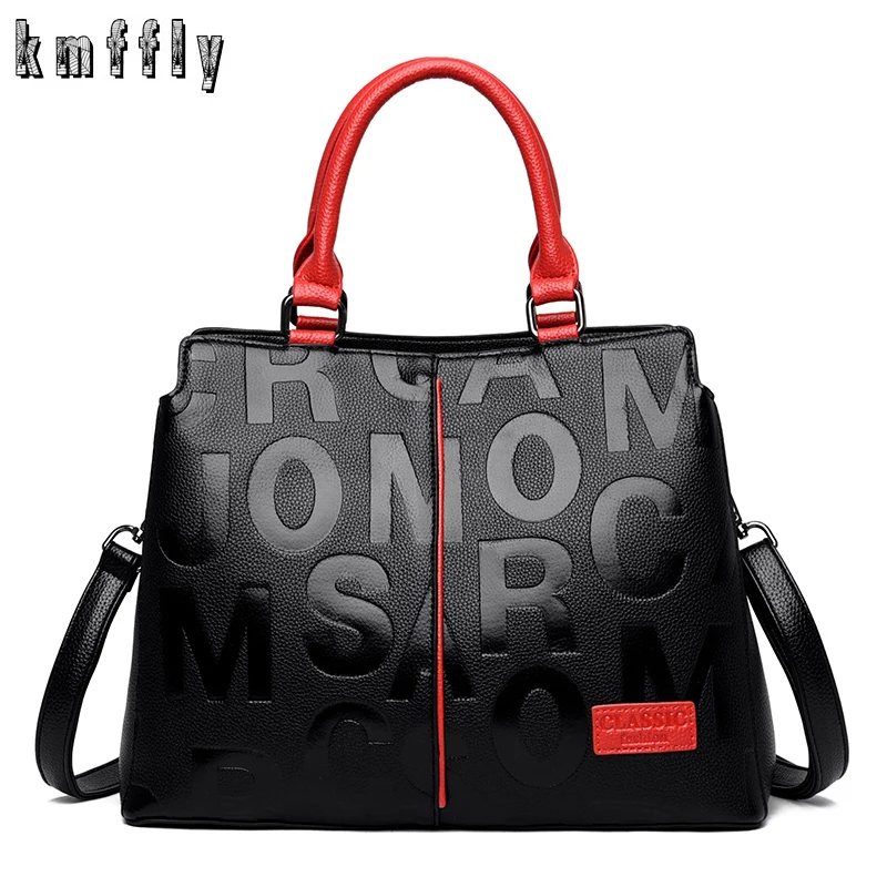 

Ladies Quality Leather Letter Shoulder Bags for Women 2022 Luxury Handbags Women Bags Designer Fashion Large Capacity Tote Bag