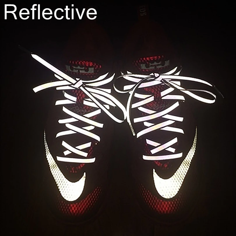 

100CM/120CM Reflective Shoelaces 8MM Flat Shoe laces Young Men And Women Leisure Sport Sneakers Shoelace