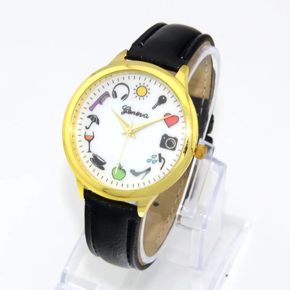 New Fashion Life Outdoor Lovely Women Ladies PU Leather Band Quartz Wrist Watches