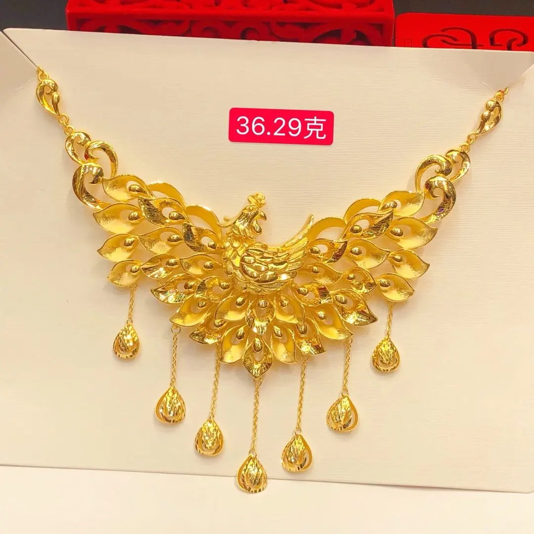 HX 24K Pure Gold Necklace Real AU 999 Solid Gold Chain Brightly Simple Upscale Trendy Classic  Fine Jewelry Hot Sell New 2023