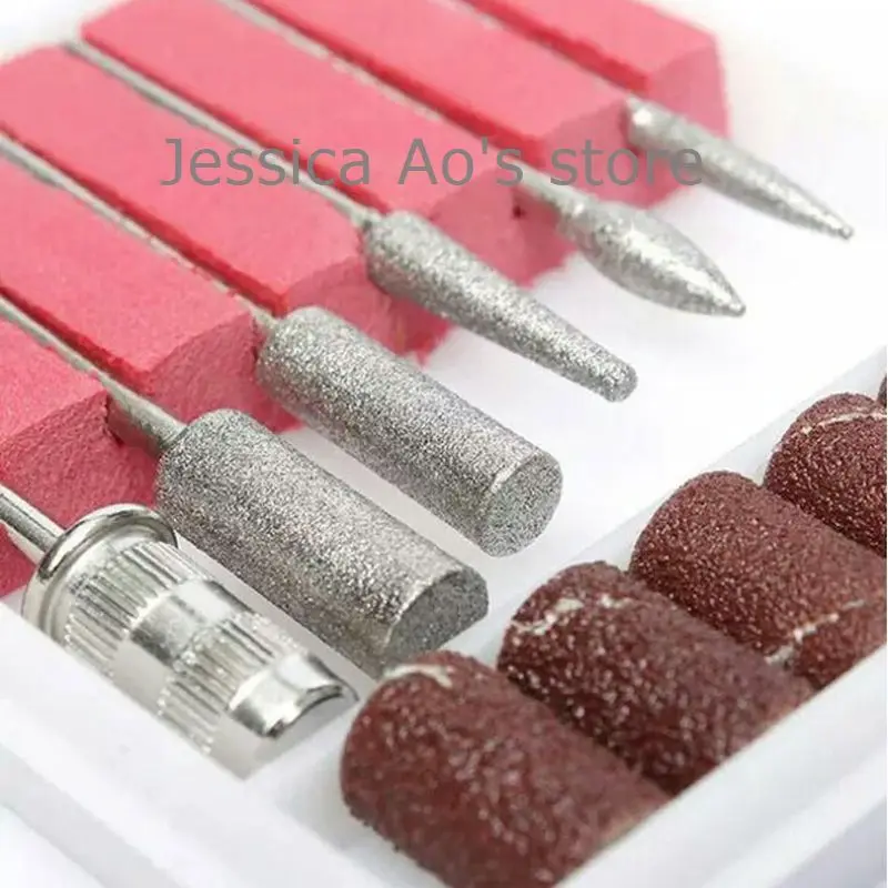 18pcs Set mulino elettrico smerigliatrice lucidatura testa Manicure strumento unghia levigatura anello mola metallo giada intaglio punte