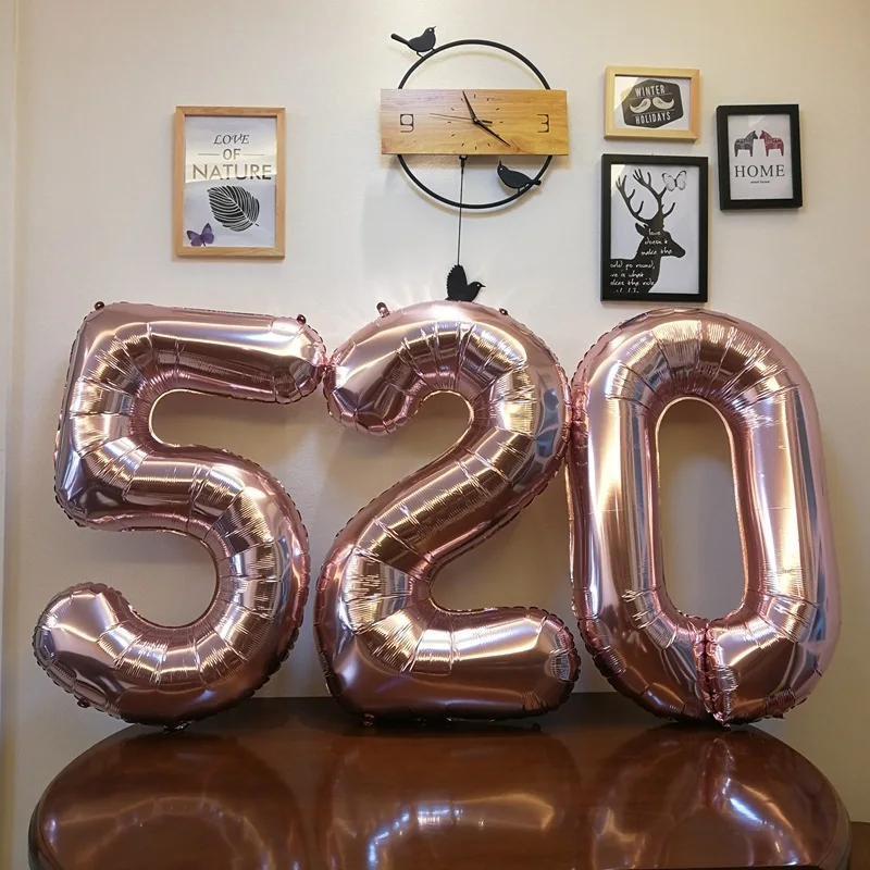 

1pc 40 inch rose Gold Silver Aluminium Foil Number Balloons 0-9 Birthday Wedding Engagement Party Decor Globo Kids Ball Supplies