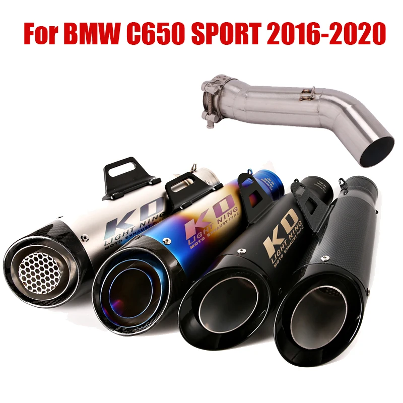 

Motorcycle Slip-on Exhaust System Pipe Escape Mid Tube Connect Link Section Muffler End Tips 51mm For BMW C650 Sport 2016-2020