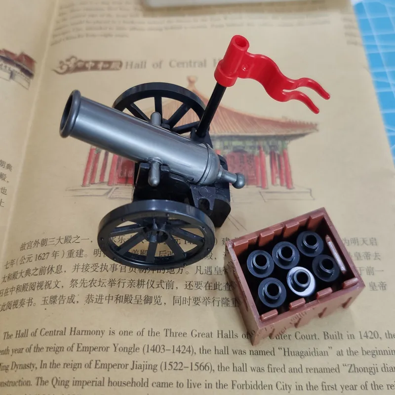 Building Blocks Soldier Figures Medieval Accessories Military Customized Iron Gray Cannon Kids Toys