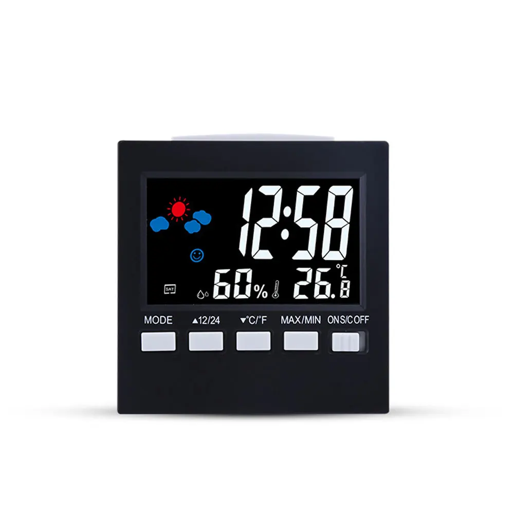 Multifunctional Weather Calendar Clock Electronic Watch Desk Digital  Alarm Moment Bedroom Decoration Table And Accessory