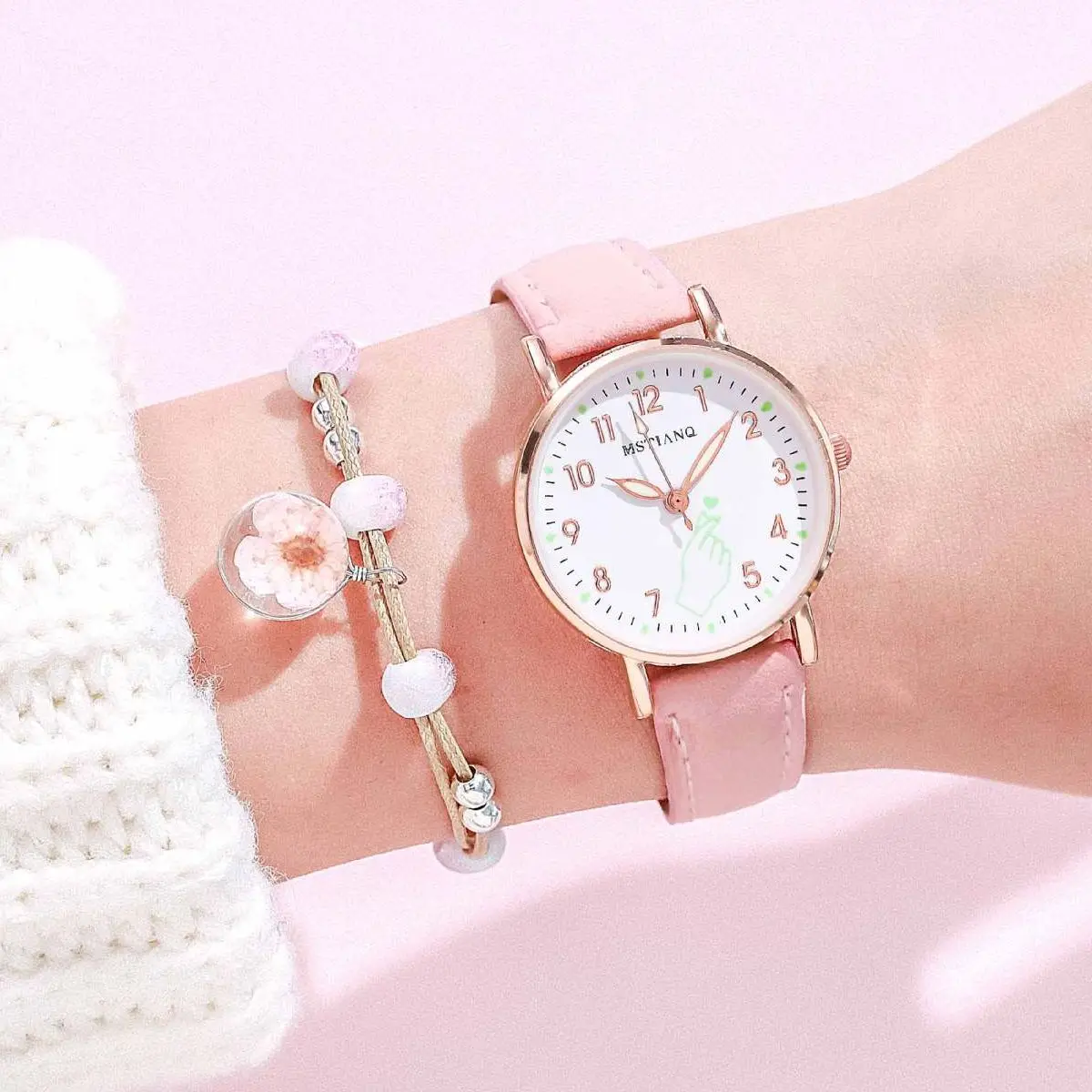 Luminous Women Watches Set Casual Cute Small Dial Ladies Watch Fashion Girls Pink Wristwatch Bracelet Gift 2022 montre femme