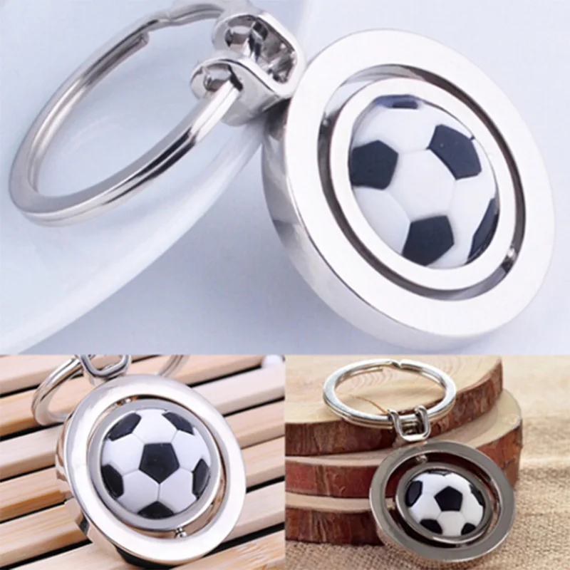 Mini Keychain Football Creative Keyring Pendant with Cute Rotating Soccer Key Chain for Football Lover Fans Men Women Boys Girls