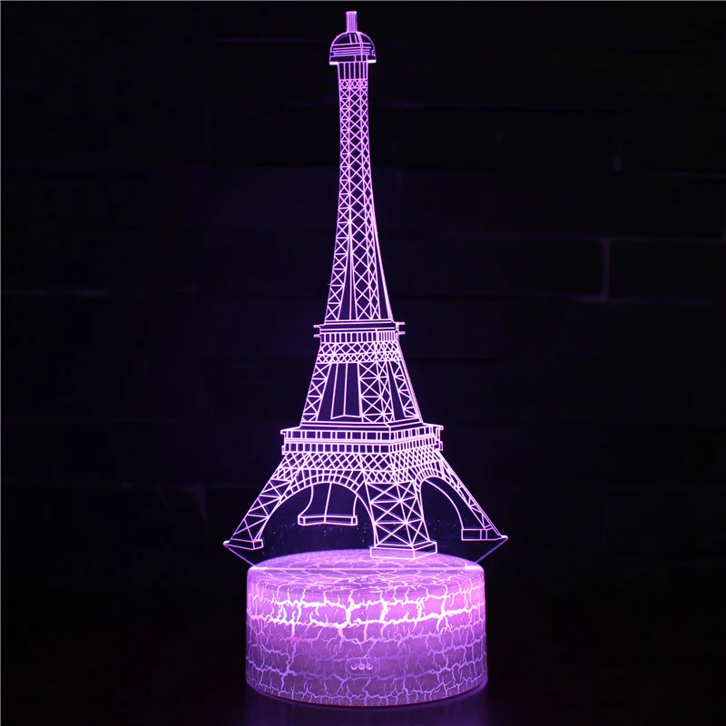 Eiffelturm führte Nachtlicht für Kinder 3d Illusion USB Tisch lampe Home Room Office Dekor 7 Farben Lichter Geburtstag Weihnachts geschenke