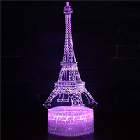 Eiffel Tower Led Night Light for Kids 3D Illusion USB Table Lamp Home Room Office Decor 7 Colors Lights Birthday Christmas Gifts