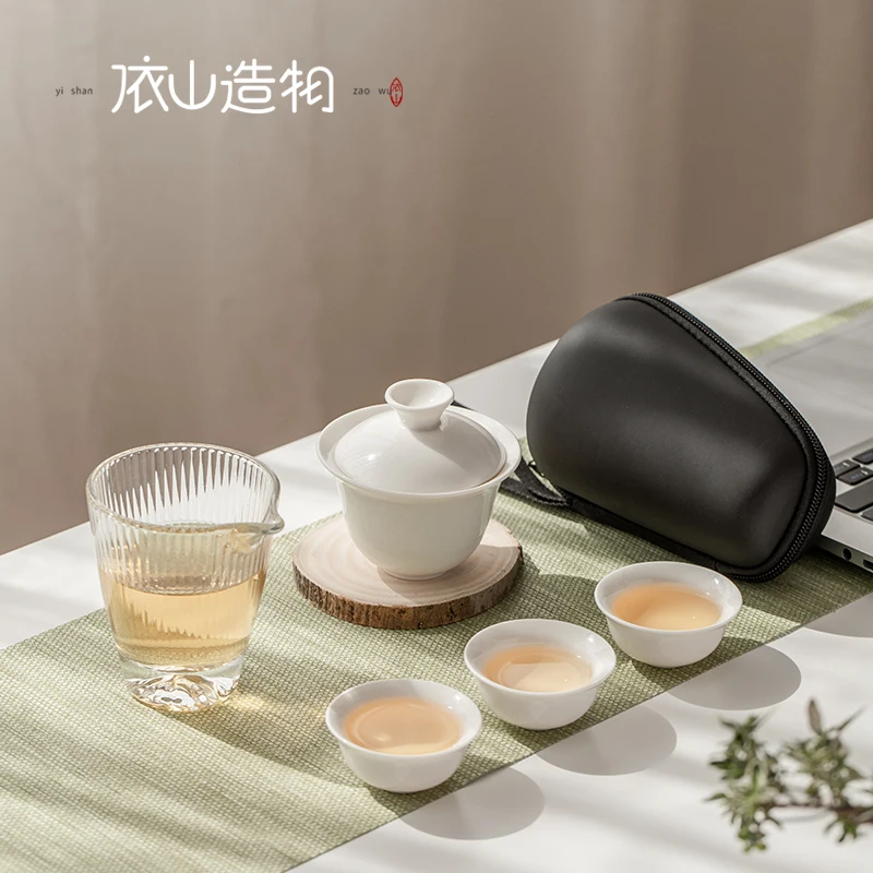 |Mountain travel tea set crack creation portable outdoor tourism fair mug cup glass kung fu tea set