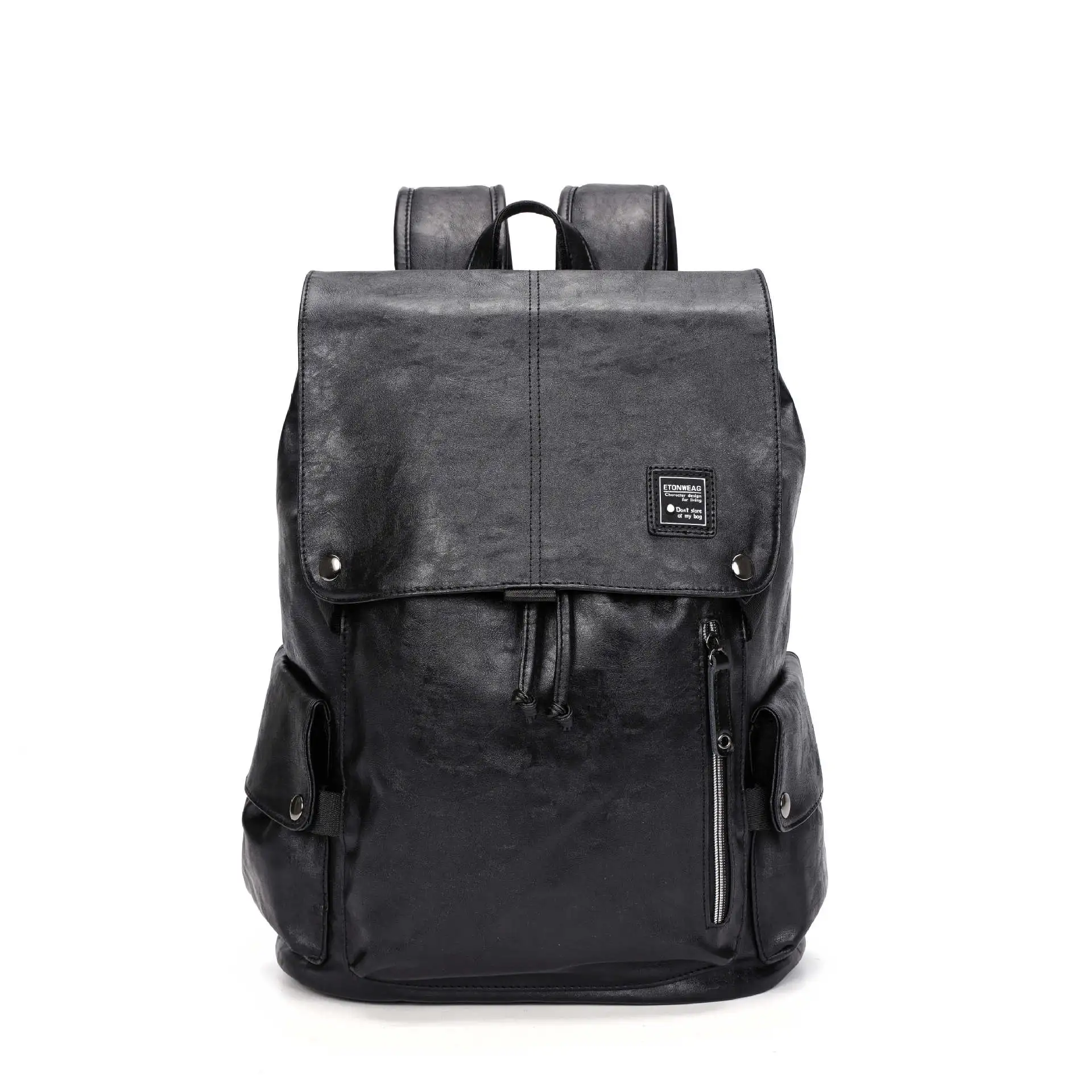 MANET PU Leather Backpack Men's Fashion Bookbag Personality Shark Backpack Large Capacity Laptop Computer Bag Luxury Brand Bag