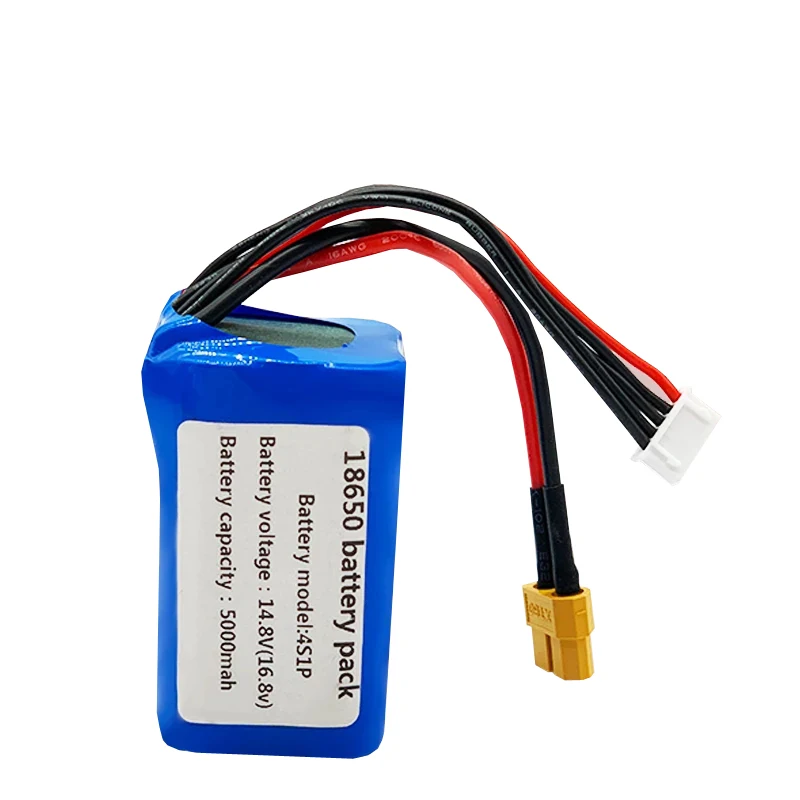 Newest 4S1P 14.8V 5Ah 16.8V High Capacity UAV Rechargeable Li-ion Battery for Various RC Airplane Quadrotor Etc XH2.54-5P XT60