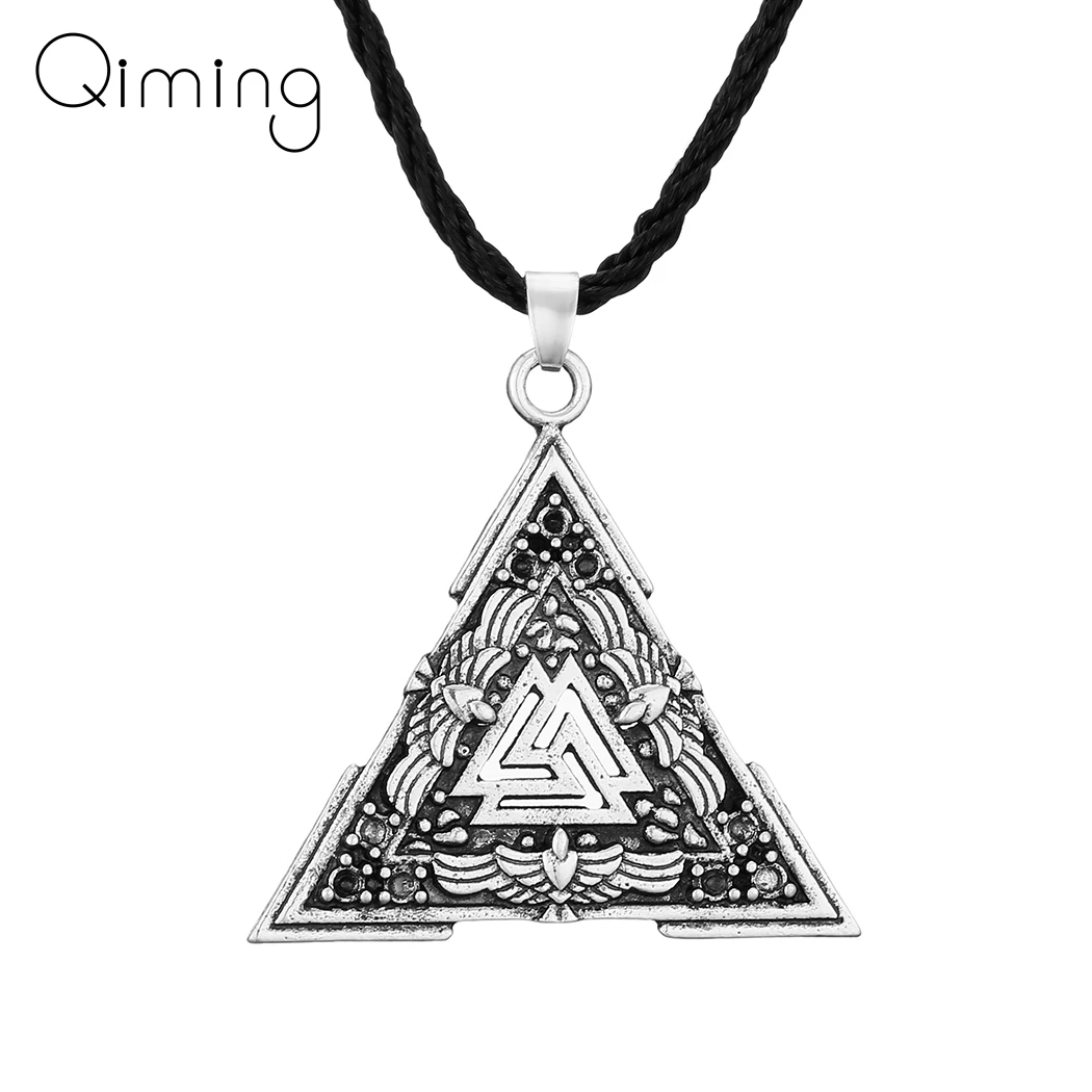 Valknut Scandinavian Ravens Viking Necklace For Women Valknut Symbol Jewelry Mythology Men Necklace Pendant 