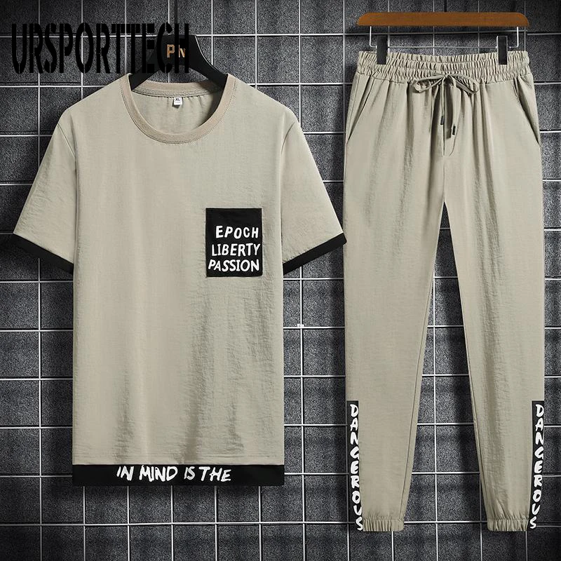 Trainingsanzug Männer sets Sommer Neue Casual männer Set 2 Stück Mann Anzug Sportswear Outfits Kurzarm T-shirt + Hosen jogger Set