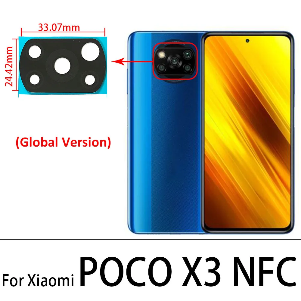 For Poco X3 Rear Back Camera Glass Lens With Frame For Xiaomi POCO X3 NFC / Poco X3 Pro / Poco X3 / Poco M3 Cell Phone Repair